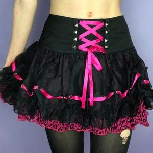 Living Dead Souls Pink Cheetah Mallgoth Tutu Skirt